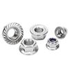 304 Stainless Steel Hexagonal Anti-Slip Flange Nut with Washer, Galvanized, M4 M5 M6