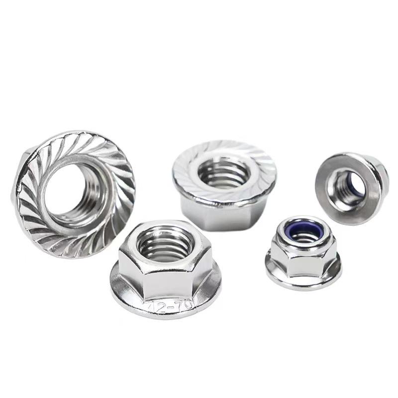 304 Stainless Steel Hexagonal Anti-Slip Flange Nut with Washer, Galvanized, M4 M5 M6