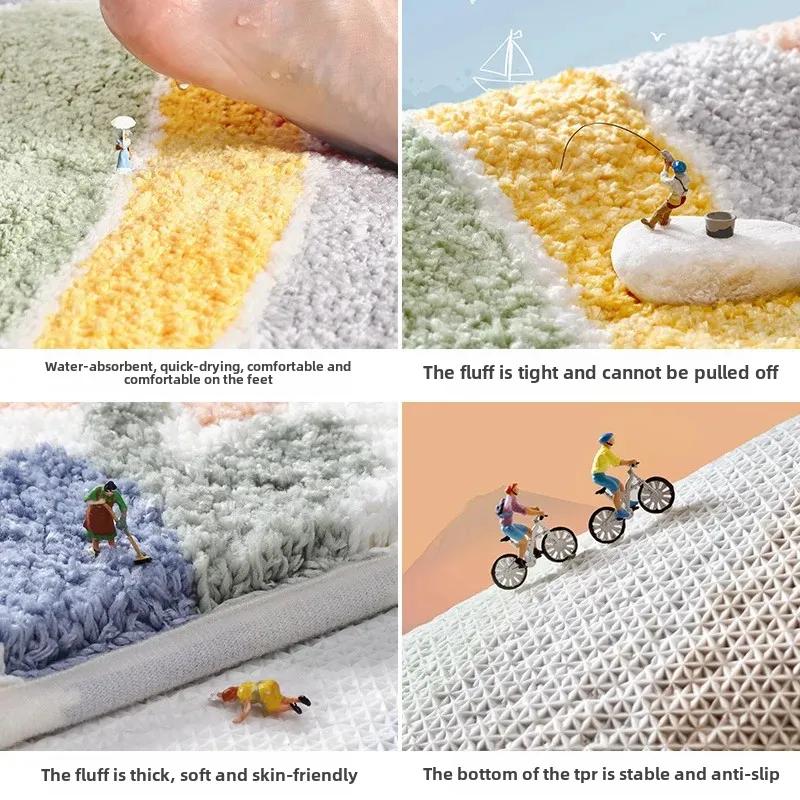 Fluffy Soft Bedside Rug, Thickened Flocking High-Density Handwoven Floor Mat, Non-Slip Luxury Bedroom Carpet for Home Decor