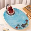 Shark Shape Dumpling Plate with Soy Sauce Dish Creative Handmade Shark Shape Platter for Sushi Cheese Board Party Tray Cute Home Dining Decor