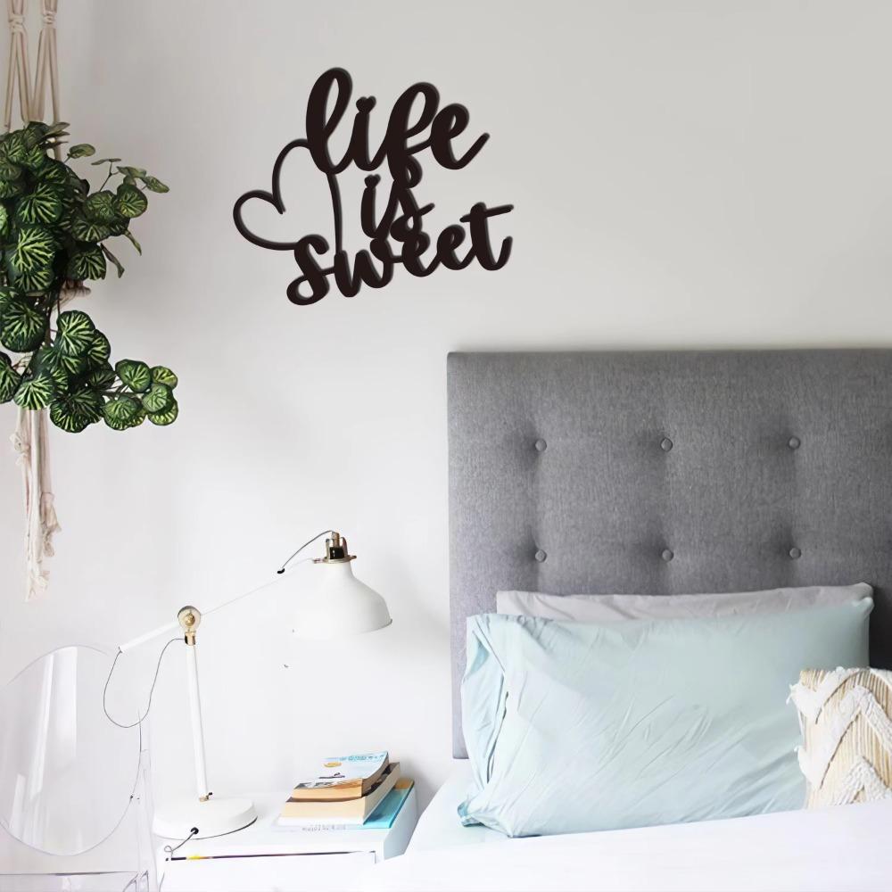 1pc "Life Is Sweet" Metal Wall Art Charming Wall Decor for Living Room, Bedroom, Office, & Dining Room Stylish Lobby Decoration