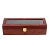 Wooden Watch Storage Box Case 6-tier Transparent Window 6 Removable Cushions Vintage Style Brown.