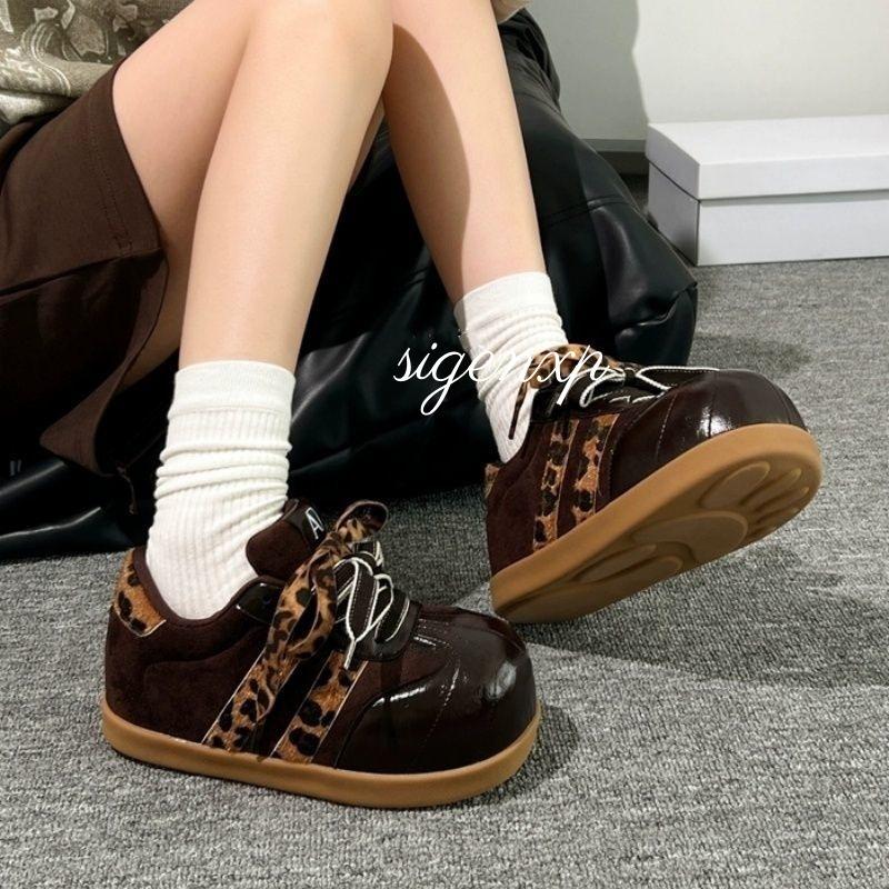 Leopard print casual moral training shoes will increase in height in the autumn of 22 years. Platform casual board shoes