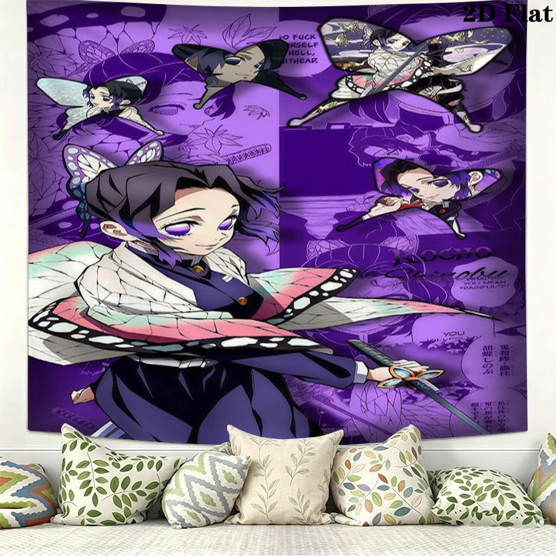 Demon Slayer Wall Tapestry Aesthetic Wall Hanging Printed Fabric Blanket Decorative Tapestries For Bedroom Living Room Home Decor