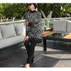 Banana Leaf Print Set Muslim Women Modest Seaside Swimwear Full Coverage Swimsuit Beachwear Burkini Swimsuit Set (Without Headscarf)