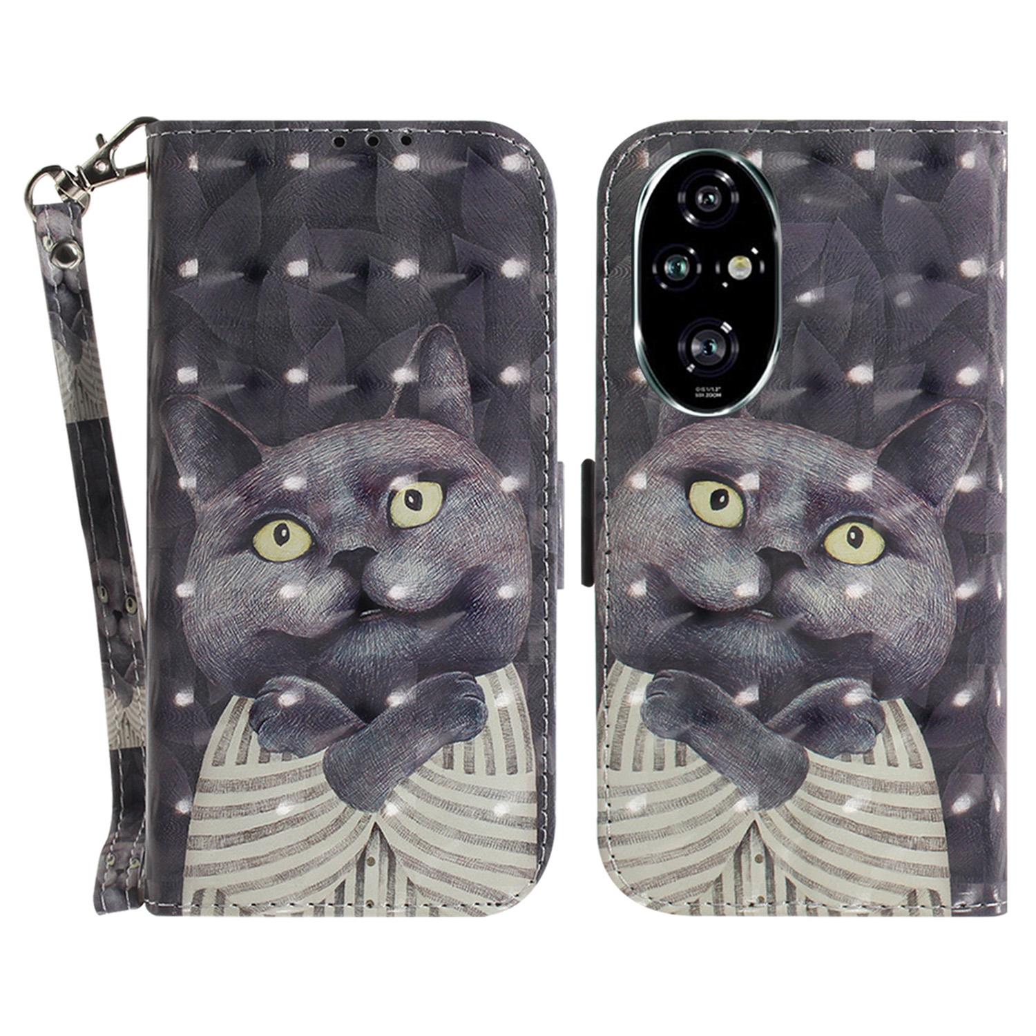 

For Honor 200 Pro 5G Case Pattern Print PU Leather Wallet Phone Cover Embracing Cat