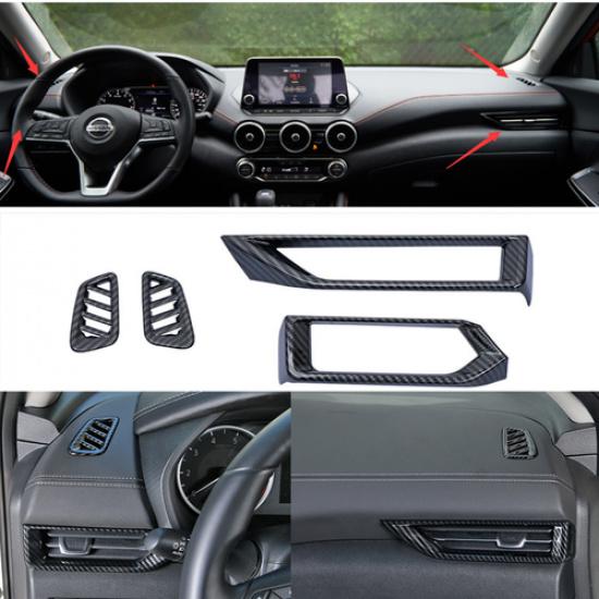 For Nissan Sentra - Dashboard Air Vent Cover Trim Carbon fiber look 4pc