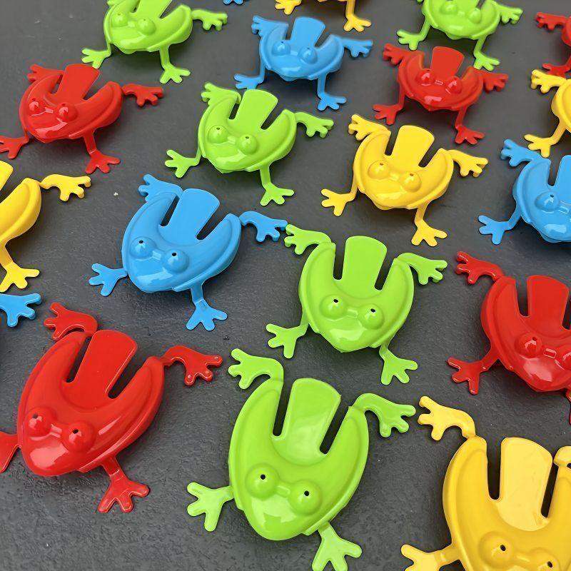 10Pcs Colorful Plastic Jumping Frog Toys With Press Jump Feature For Kids Party Favors Classroom Prizes