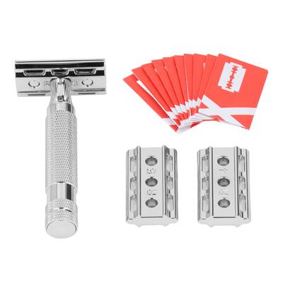 Doppelschneidiges Sicherheits-Trimmer-Set aus Edelstahl, wiederverwendbar, doppelschneidiger Haar-Sicherheitsständer für Männer