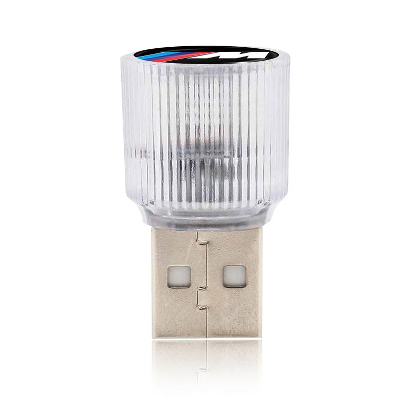 1 stk USB M LOGO Emblem Bil LED Lys Auto Interiør Atmosfærelys For BMW X7 X3 X4 X5 X6 3 4 5 6 7 Serie Z4 M M3 M5 M6 E38 E39 E46 E53 E60 E61