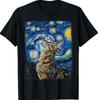 Tabby Cat Orange Cat Starry Night Painting T-Shirt