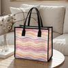 Wavy Stripes Printed Tote Bag Fashion Large Capacity Shoulder Handbag for Daily Commute Shopping