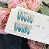 Handmade Blue Cat Eye Mermaid Nails with Advanced Whitening Light Therapy
