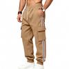 Herren Winter Schwere Fleece-gefütterte, Warme Sport-Arbeitskleidungs-Stil Farbblock-Webbing Locker Geschnittene Lässige Jogginghose