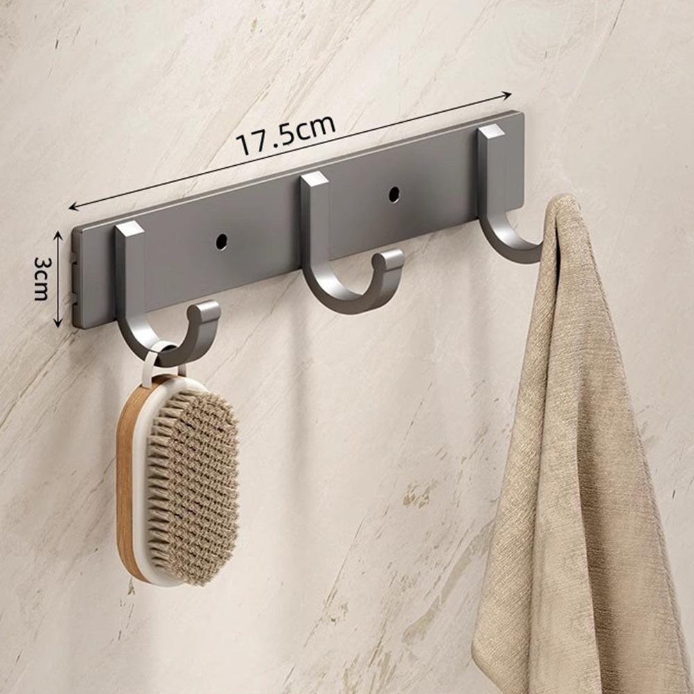 Heavy Duty Load Bearing Wall Mounted Hook Rack Towel Rack Hook Bathroom Towel Hanging Grey-3 Hooks