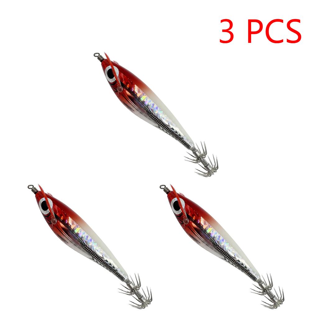 10-1PCS Bionic Shrimp Fishing Lures Horizontal Luminous Squid Jig Hook Sea Fishing Accessories Artificial Bait 9CM Octopus Lure