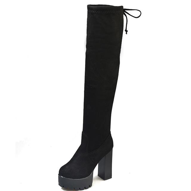 thigh high leather platform boots