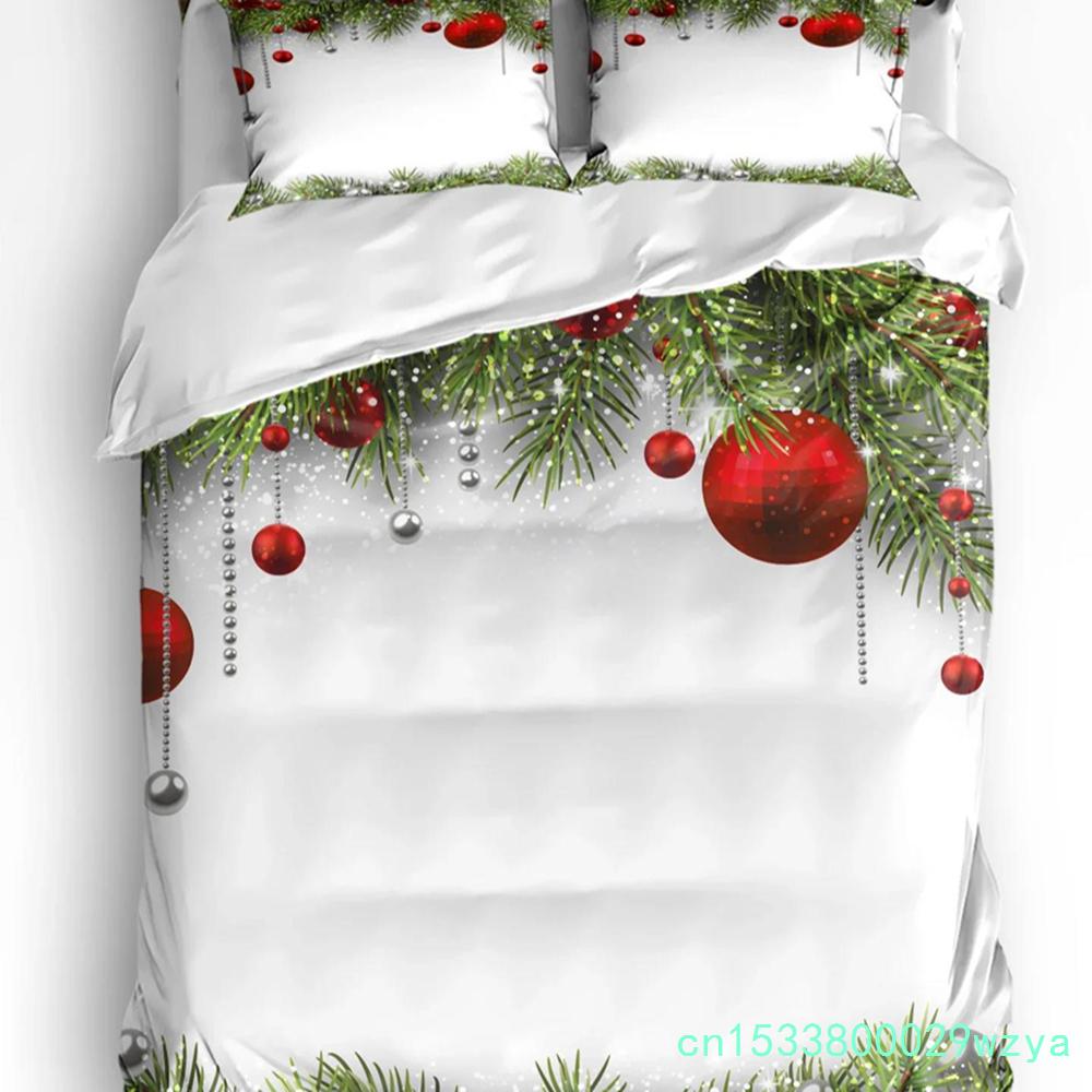 Christmas Winter Snowman Season Pine Trees Bedding Set 3pcs Duvet Cover Pillowcase Quilt Cover Double Bed Set Home Textile