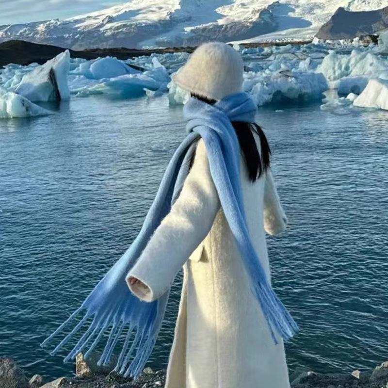 Women's High-End Mohair Imitation Cashmere Scarf - Warm, Versatile Shawl & Neck Warmer