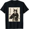 Samurai Cat Vintage Ukiyo-e Warrior Art Graphic Cat Art T-Shirt
