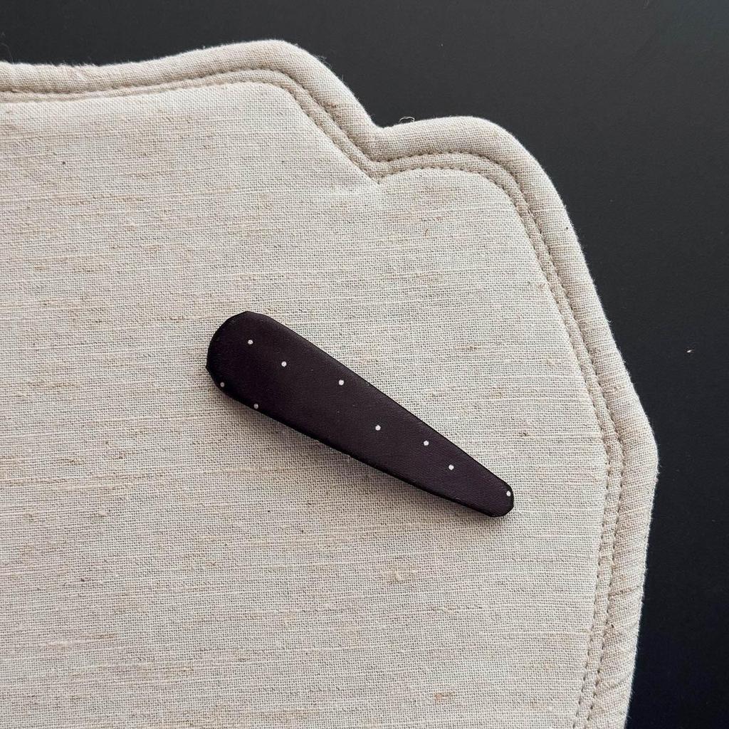 Korean Polka Dot Satin Hair Clip for Girls – Elegant Water Drop BB Shape