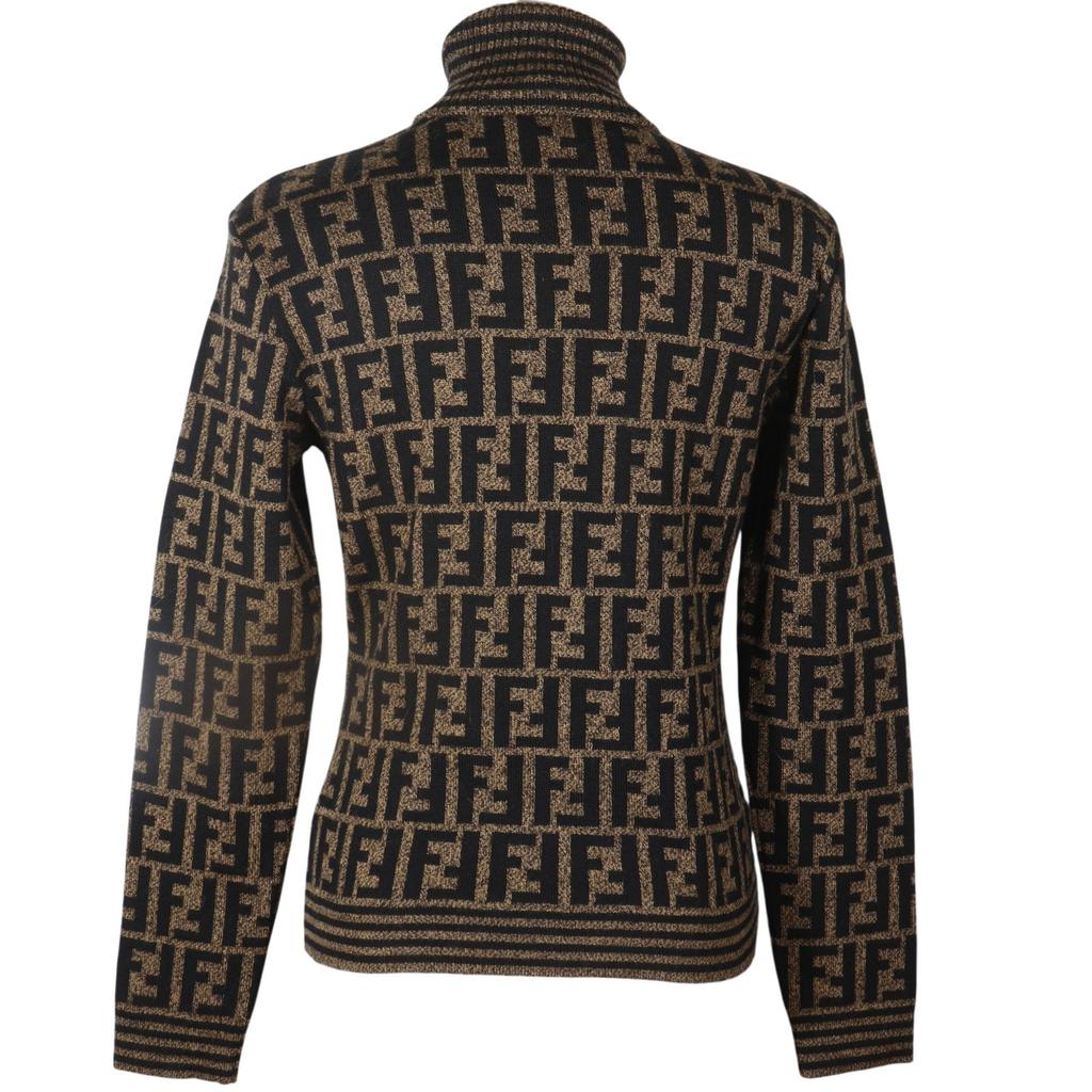FENDI Zucca sweater turtleneck Brown wool Women Used