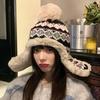 Wool hat female retro shows small face, winter plush thickened warm riding ear protection cold Lei Feng hat tide
