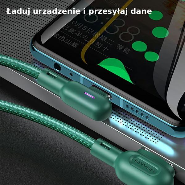 USAMS MicroUSB Cable 2A 1.2m Angled U57 Green/green SJ458USB02 (US-SJ458)