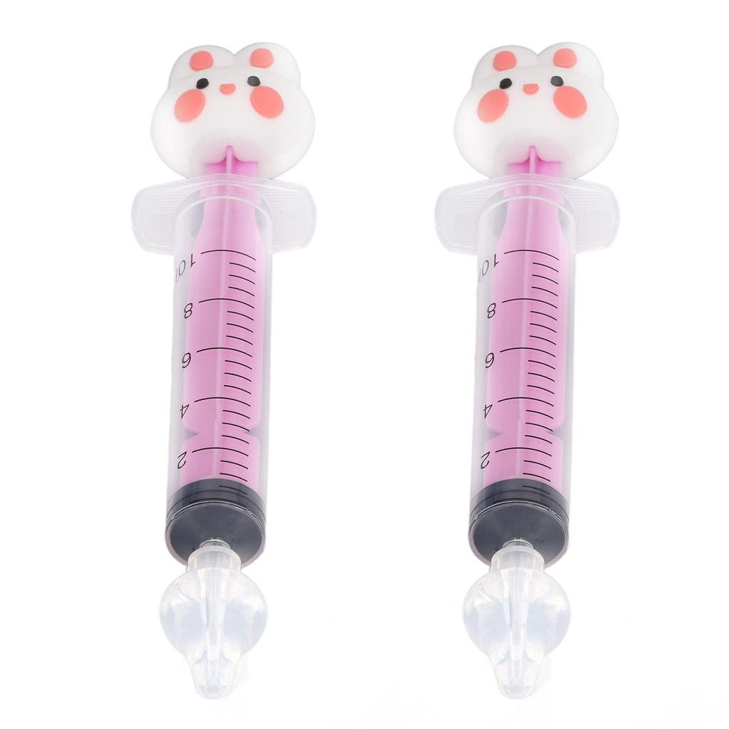 2pcs Baby Nasal Irrigator Cartoon Shaped Syringe Type Silicone Infant Nose Cleaner Rinsing Device