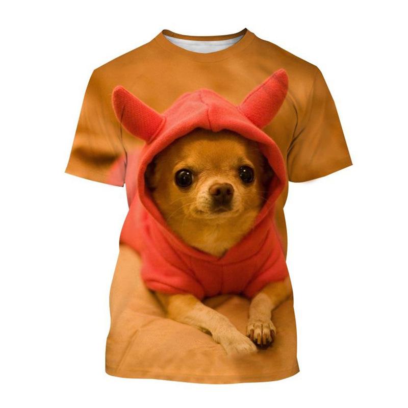 Summer Cute Pet Chihuahua 3D Printed T-shirt Men Women Animal Short Sleeve T-shirt Harajuku T-shirt