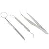 3pcs/set Stainless Steel Dental Tool Mouth Mirror Probe Plier Tweezer Teeth Clean Hygiene Kit
