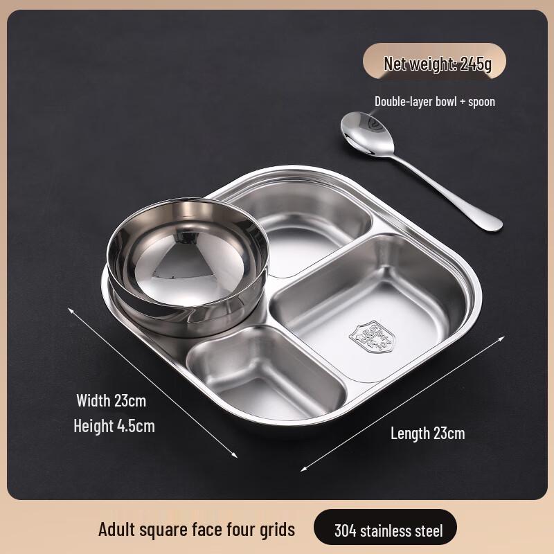 304 Food-Grade Stainless Steel Compartmental Dinnerware Set