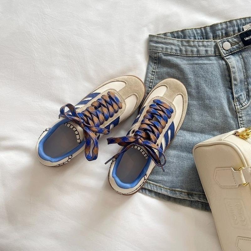 Fashion Genuine Leather Retro Shoes for Women 2024 New Breathable Flat-soled Sports and Casual Lace-up Sneakers with Trendy Shoes