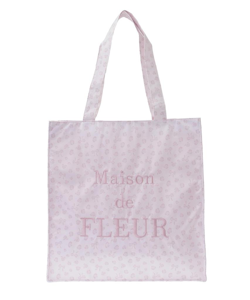 Maison de Fleur Ribbon Leopard Square Tote Bag, Women's, 08000554300, Light Pink
