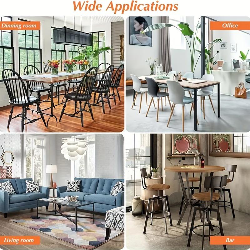 12 Pieces/set of Non-slip Transparent Chair Leg Covers with Felt, Large Round Chair Floor Protection Mats