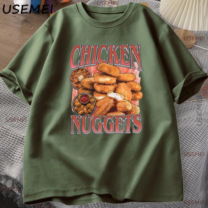 Chicken Nuggets Rap Vintage Graphic TShirt Unisex Funny Retro Food Lover Tee Aesthetic Trendy Y2K Streetwear T Shirt Oversized