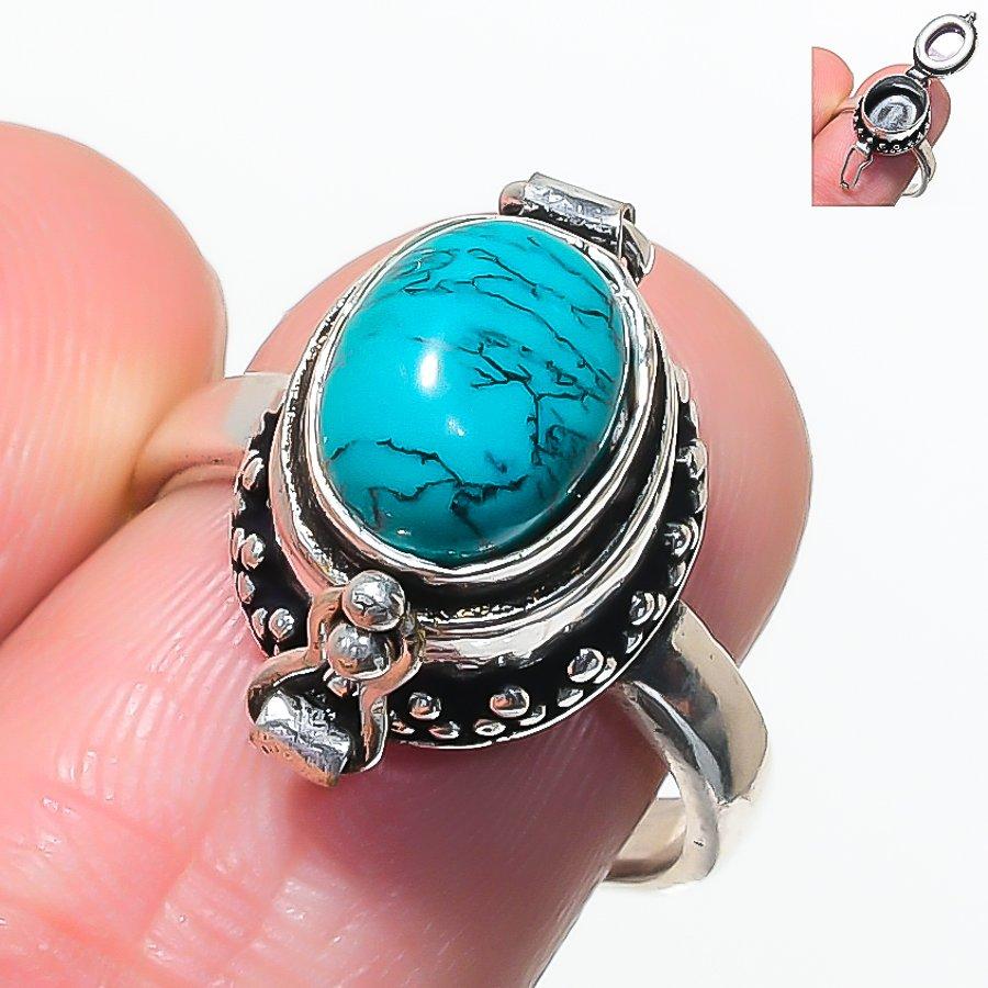 Natural Santa Rosa Turquoise 925 Sterling Silver Jewelry Ring Size 8.5 AR-17477