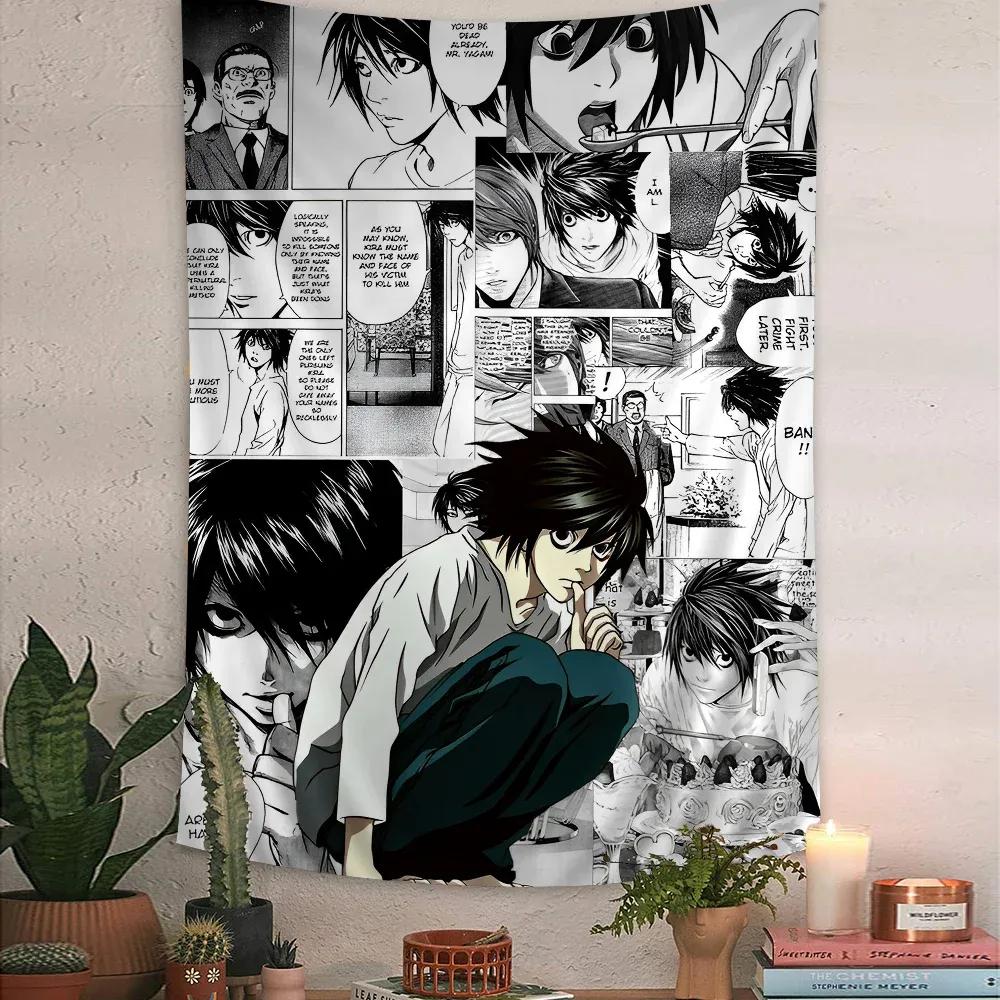 Anime Death Note DN L Πολύχρωμη Ταπετσαρία Κρεμαστή στον Τοίχο Μποέμικες Ταπετσαρίες Τοίχου Μάνταλα Φύλλα Κρεμαστά στον Τοίχο