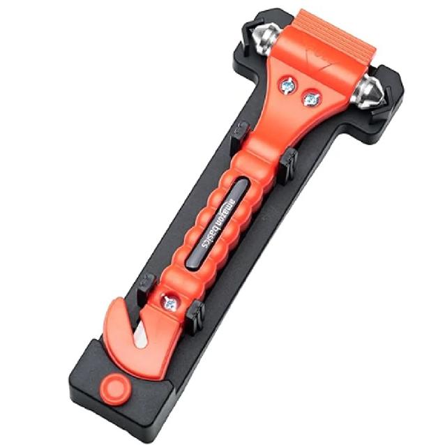 Emergency Escape Tool, Car Safety Hammer w/ Protective Bracket, Bright Orange