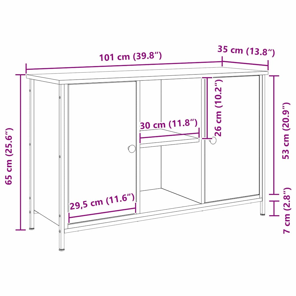 TV Cabinet Set Artisan Oak 101 x 35 x 65 cm Engineered Wood
