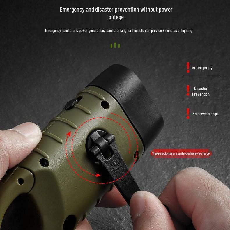 Multifunctional Solar Hand-Crank LED Flashlight & Power Supply for Camping and Emergencies