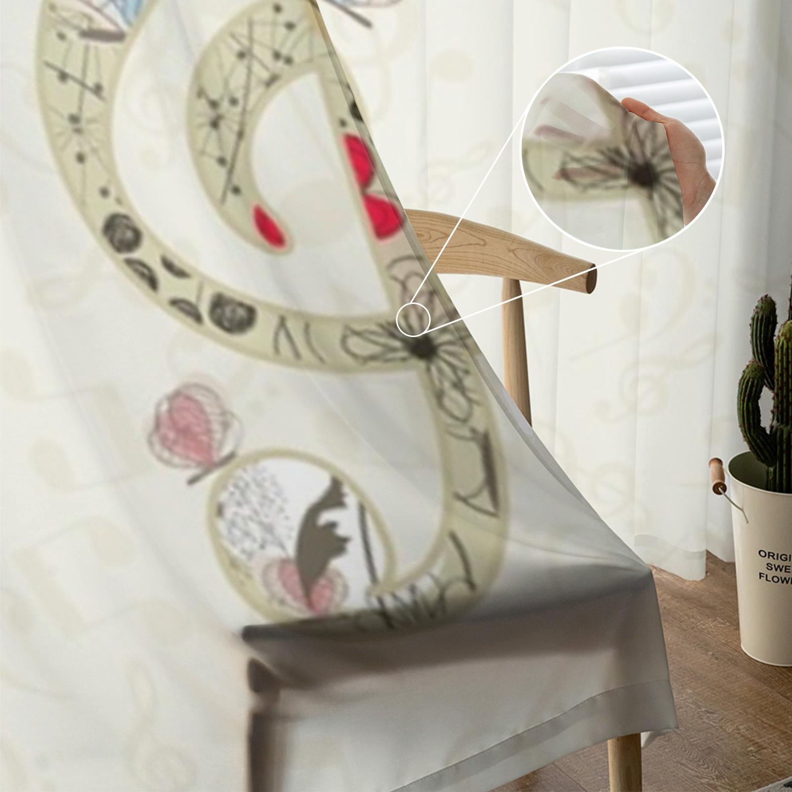 Прозрачные шторы с музыкальной нотой для гостиной — фото 4