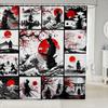 Kids Japanese Geisha Shower Curtain Boys Girls Cherry Blossoms Bathroom Shower Curtain Set Japanese Style Bath Curtain