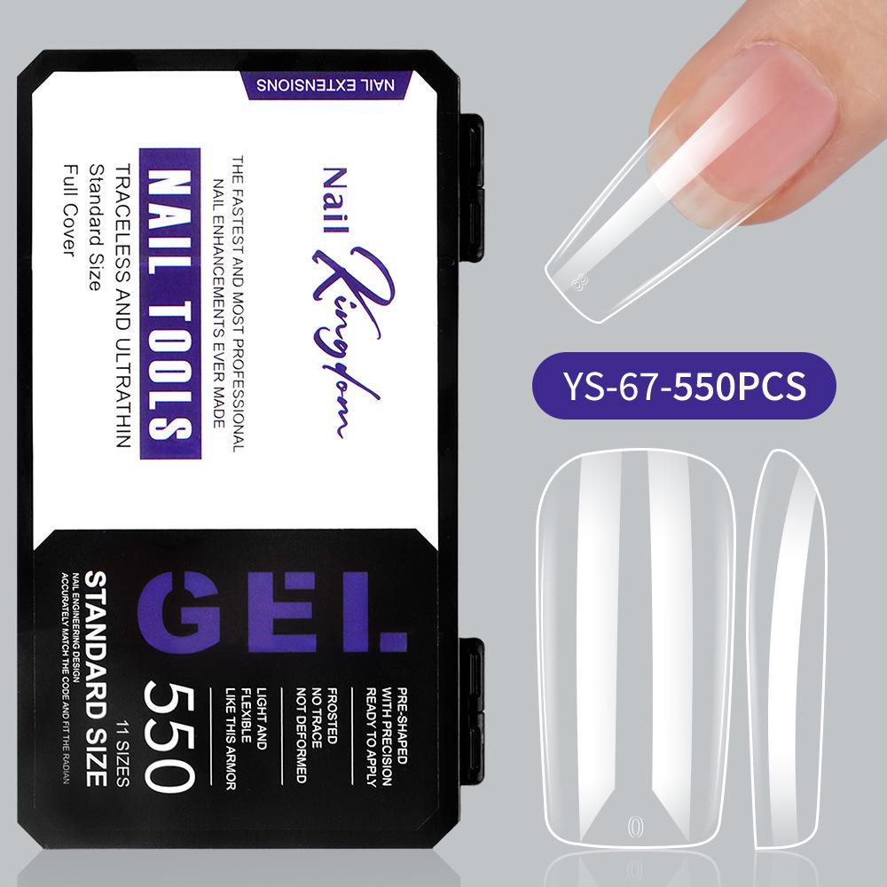 550-Piece Box of Transparent Short Square Nail Tips – Trapezoidal Full and Half Stick, Thin and Durable for Nail Art