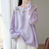 2026 A/W Women's One-Shoulder Embroidered Wool Sweater Top