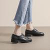 Women's 2024 Autumn British Style Black Leather Lace-Up Flat Loafers with Soft Soles