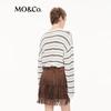MO&Co. Women's Striped Wool Round Neck Sweater