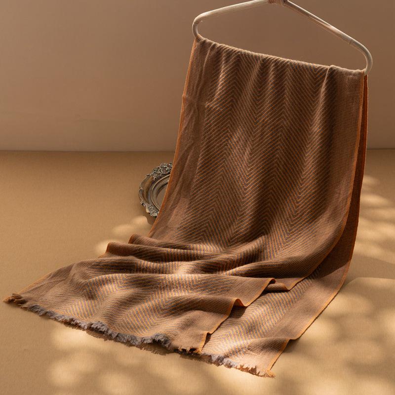 Women s Herringbone Color Block Tassel Shawl - 100% Pure Cashmere