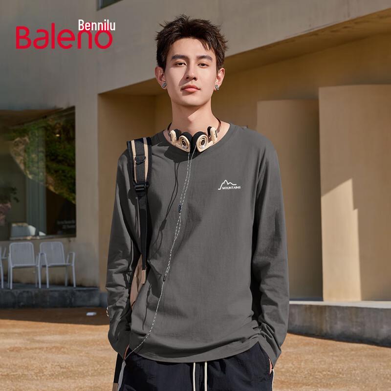 Baleno Men s Fleece-Lined Heavyweight Mountain Print Long Sleeve T-Shirt