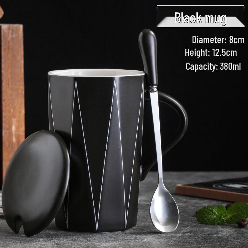ZISHIZ Simple Ceramic Mug with Lid
